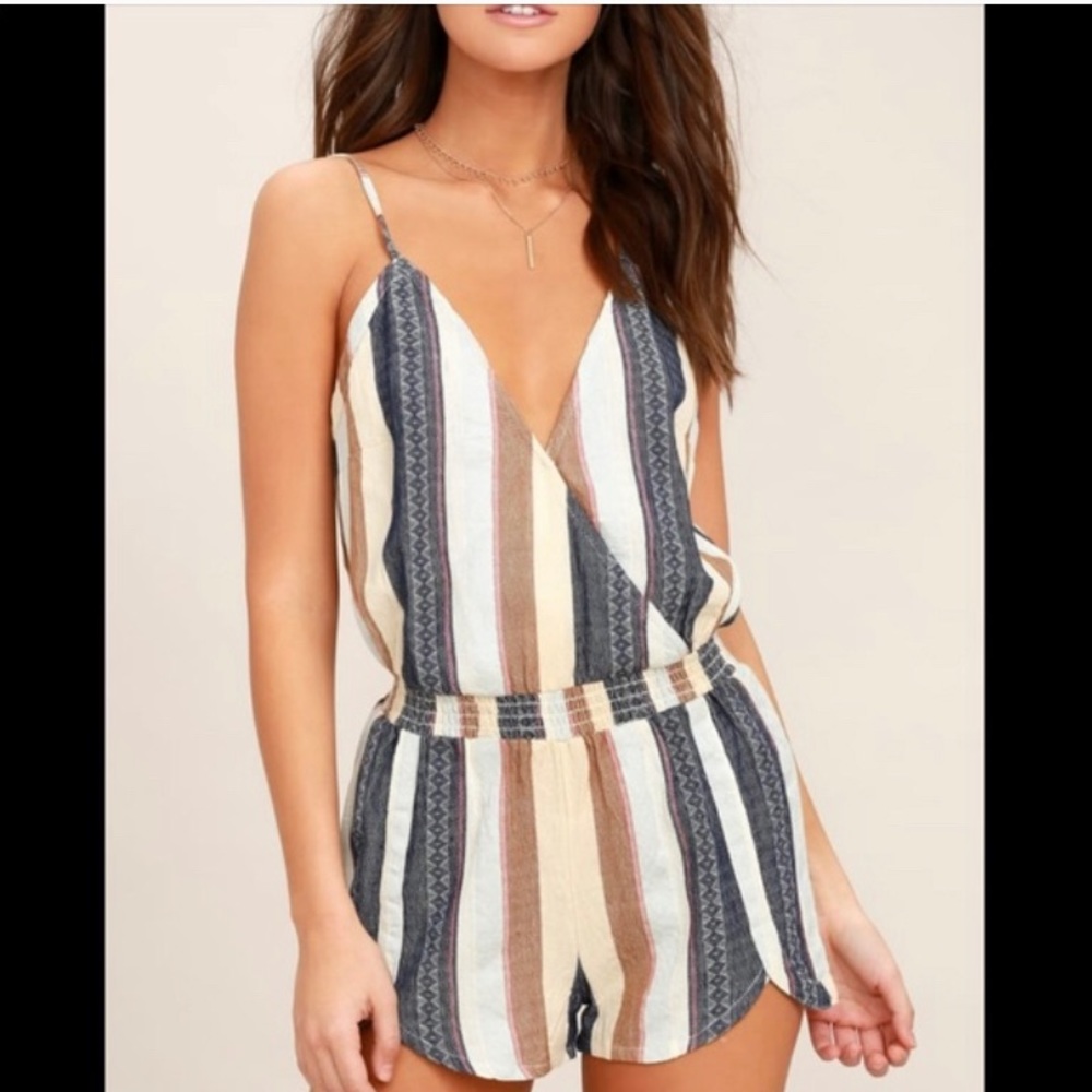 O’Neill Brenda Navy Blue Striped Romper